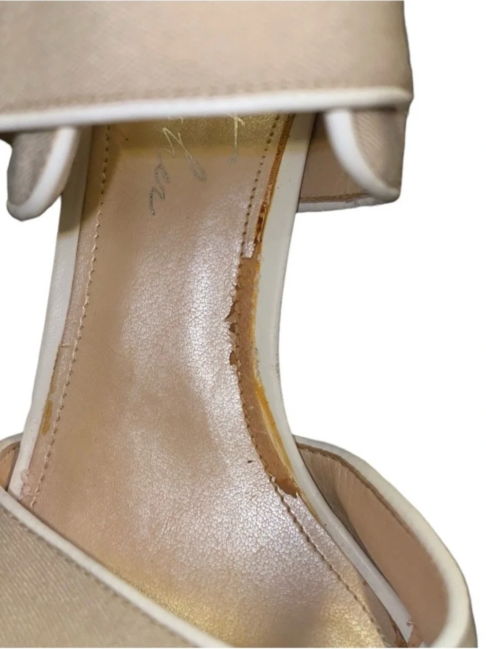 Marc Fisher Kali Canvas Sandals Women’s 7.5 Beige Cork Stiletto Heels